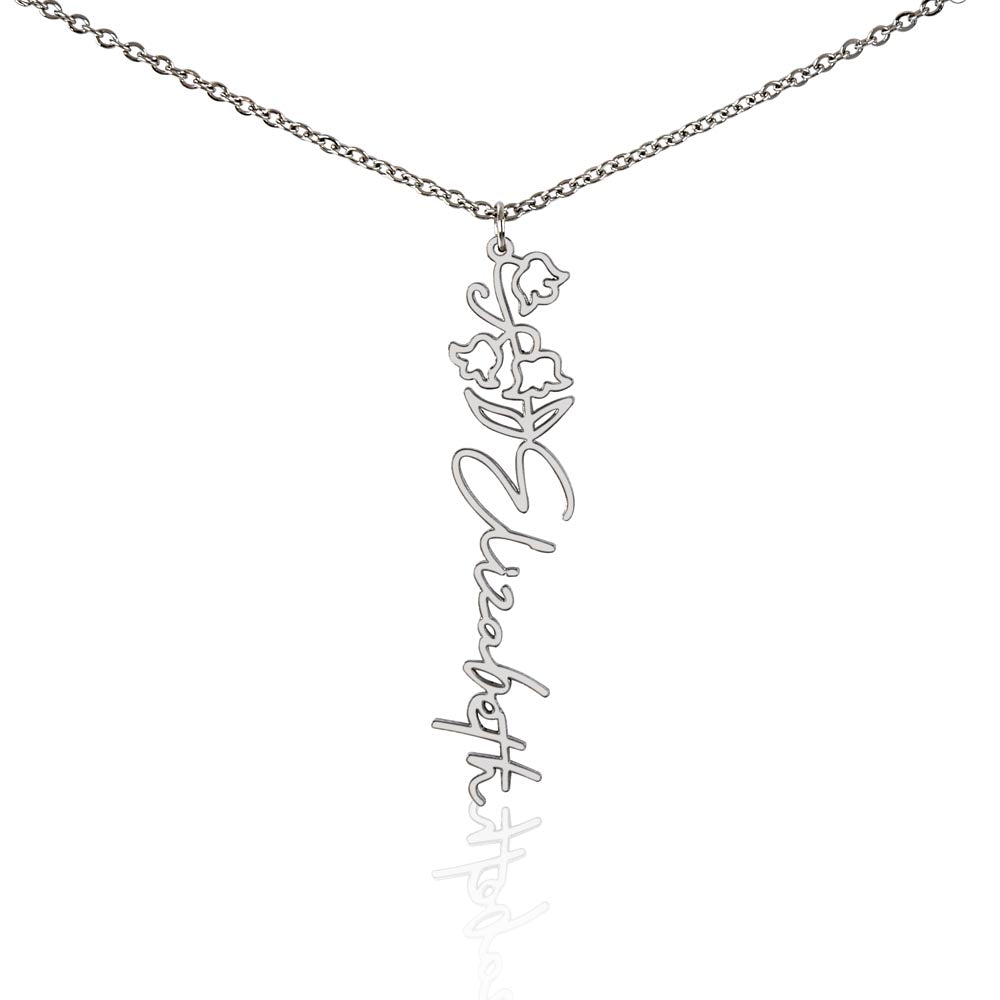 Personalized Floral Name Necklace – Custom Flower Design Jewelry Gift for Her