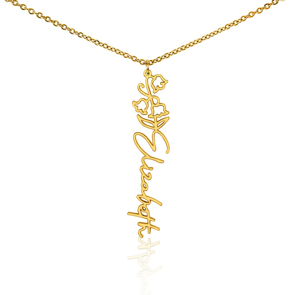 Personalized Floral Name Necklace – Custom Flower Design Jewelry Gift for Her
