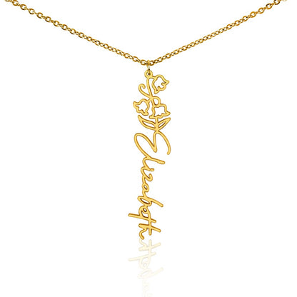 Personalized Floral Name Necklace – Custom Flower Design Jewelry Gift for Her