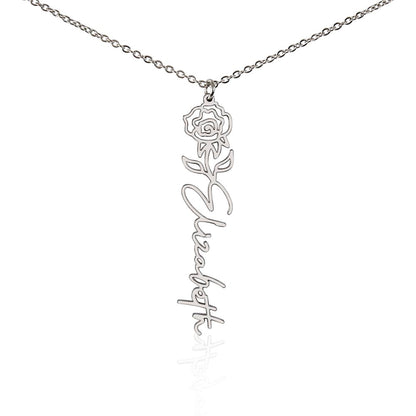 Personalized Floral Name Necklace – Custom Flower Design Jewelry Gift for Her