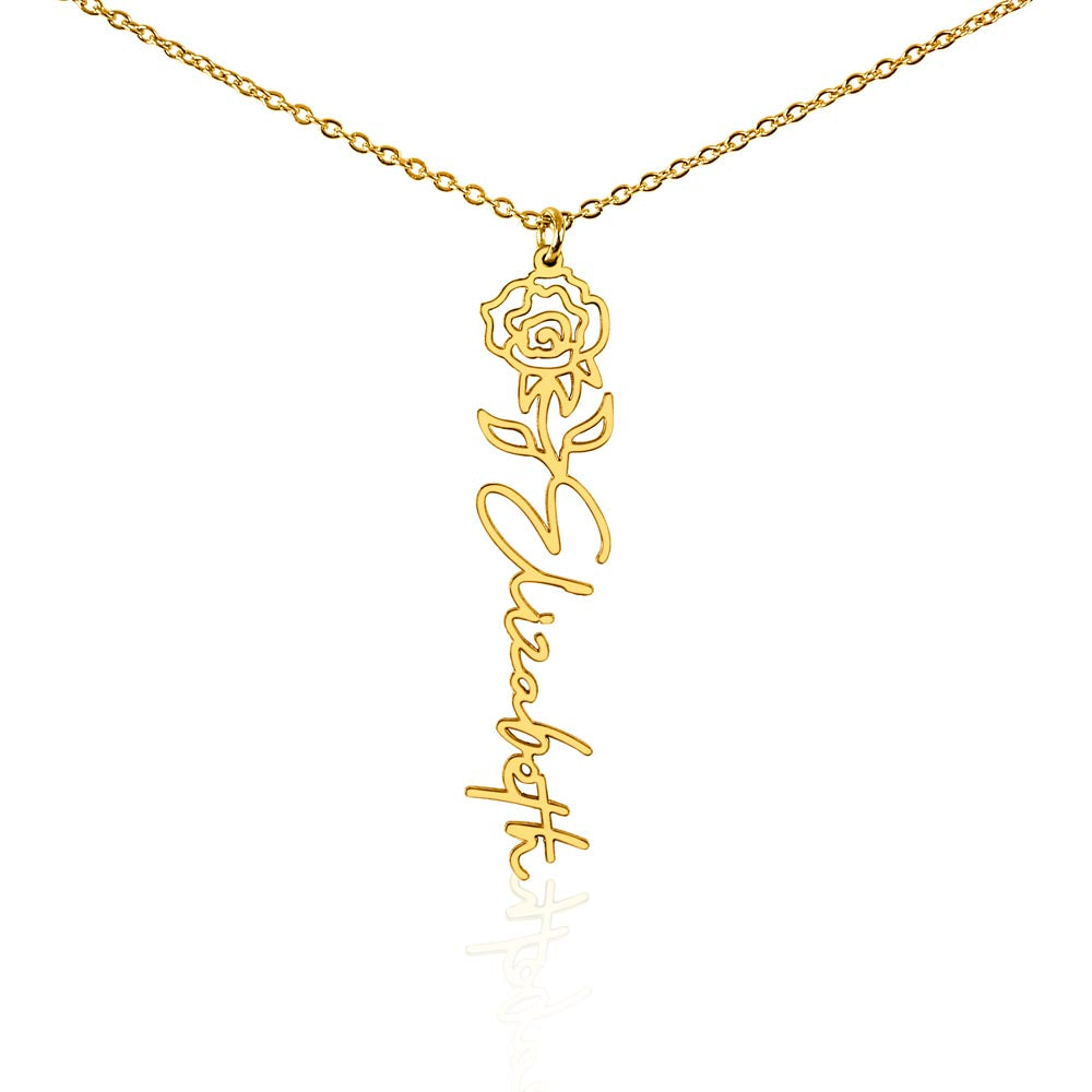 Personalized Floral Name Necklace – Custom Flower Design Jewelry Gift for Her