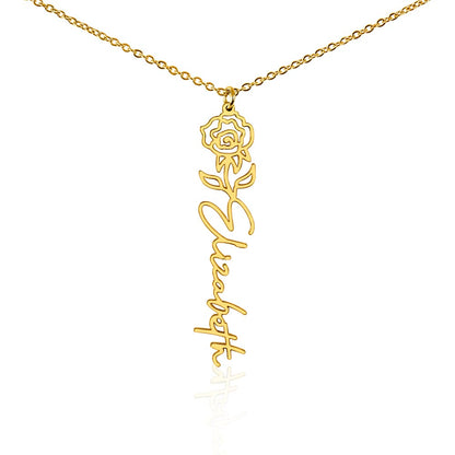 Personalized Floral Name Necklace – Custom Flower Design Jewelry Gift for Her