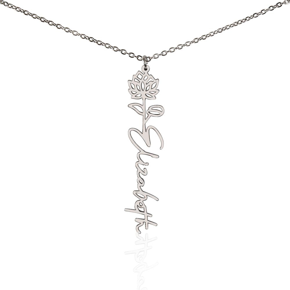 Personalized Floral Name Necklace – Custom Flower Design Jewelry Gift for Her