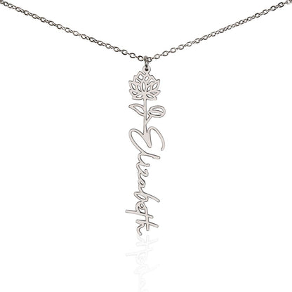 Personalized Floral Name Necklace – Custom Flower Design Jewelry Gift for Her