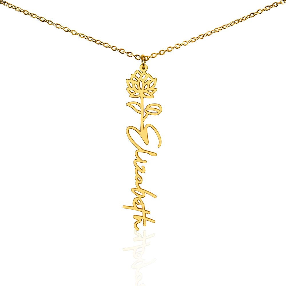 Personalized Floral Name Necklace – Custom Flower Design Jewelry Gift for Her