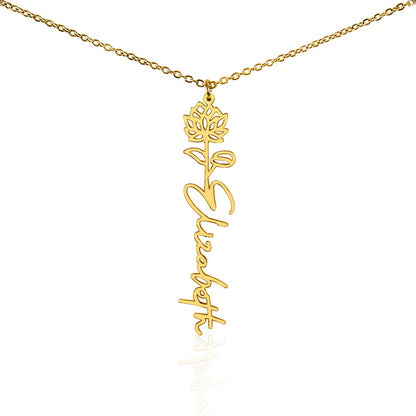 Personalized Floral Name Necklace – Custom Flower Design Jewelry Gift for Her
