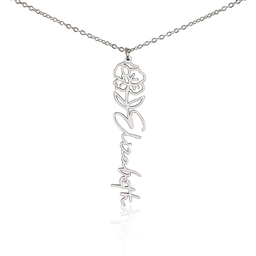Personalized Floral Name Necklace – Custom Flower Design Jewelry Gift for Her