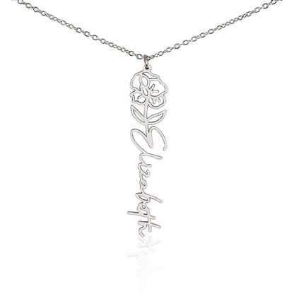 Personalized Floral Name Necklace – Custom Flower Design Jewelry Gift for Her