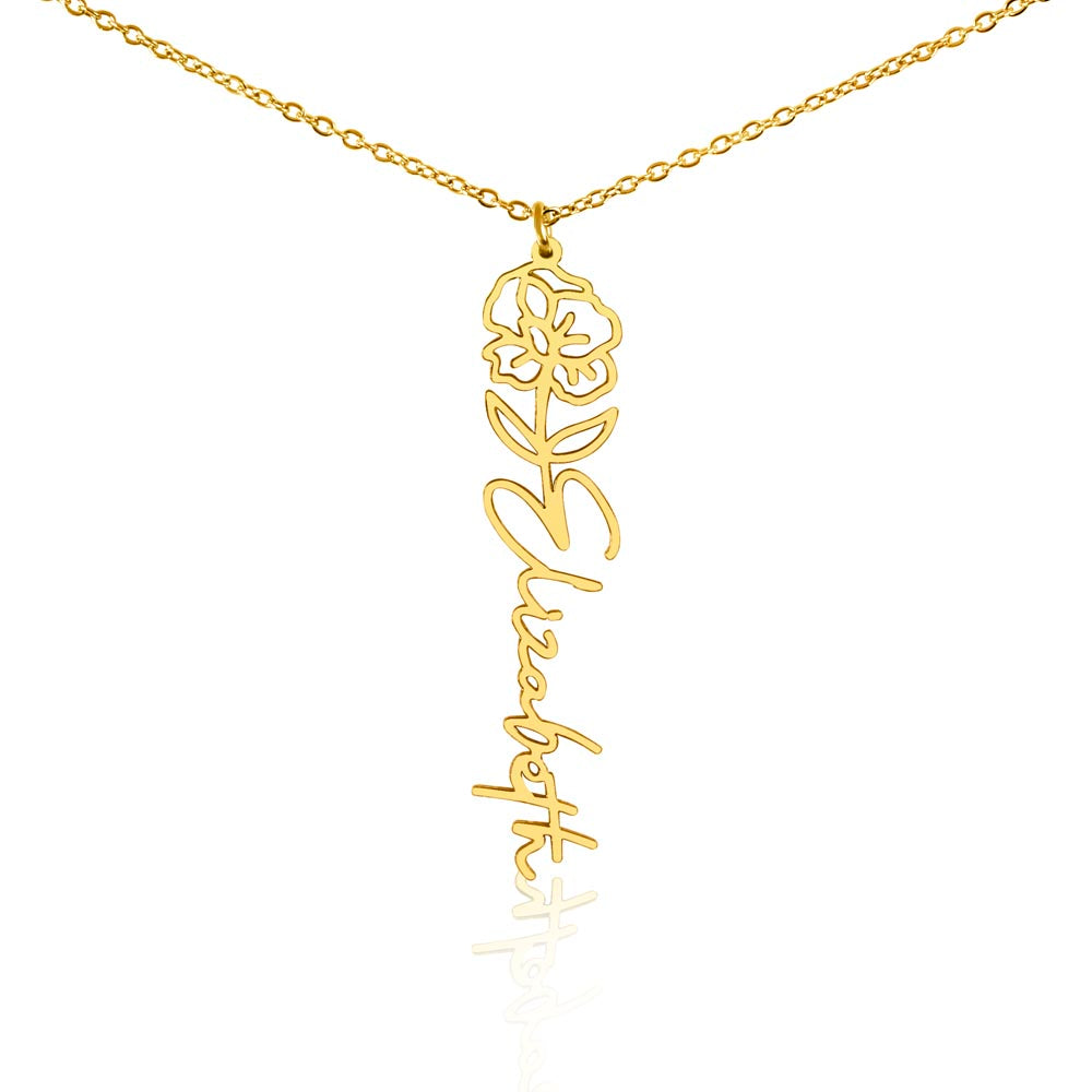 Personalized Floral Name Necklace – Custom Flower Design Jewelry Gift for Her