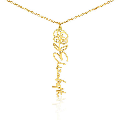 Personalized Floral Name Necklace – Custom Flower Design Jewelry Gift for Her