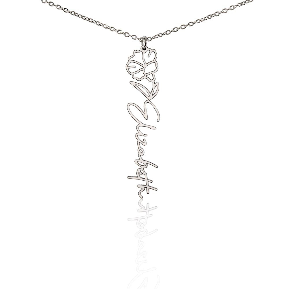 Personalized Floral Name Necklace – Custom Flower Design Jewelry Gift for Her
