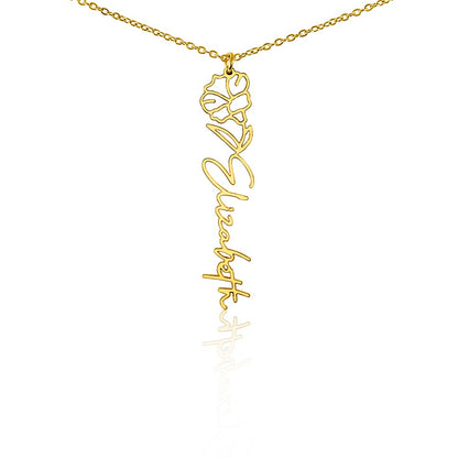 Personalized Floral Name Necklace – Custom Flower Design Jewelry Gift for Her