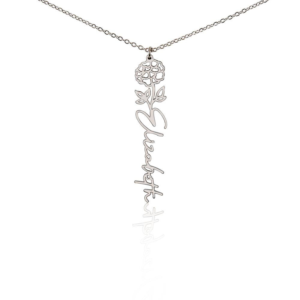 Personalized Floral Name Necklace – Custom Flower Design Jewelry Gift for Her
