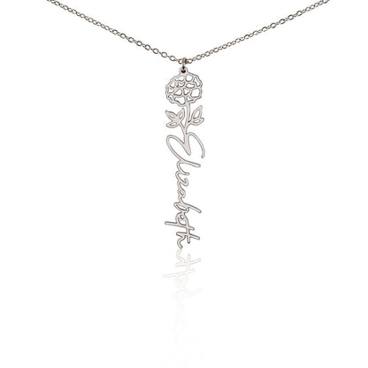 Personalized Floral Name Necklace – Custom Flower Design Jewelry Gift for Her
