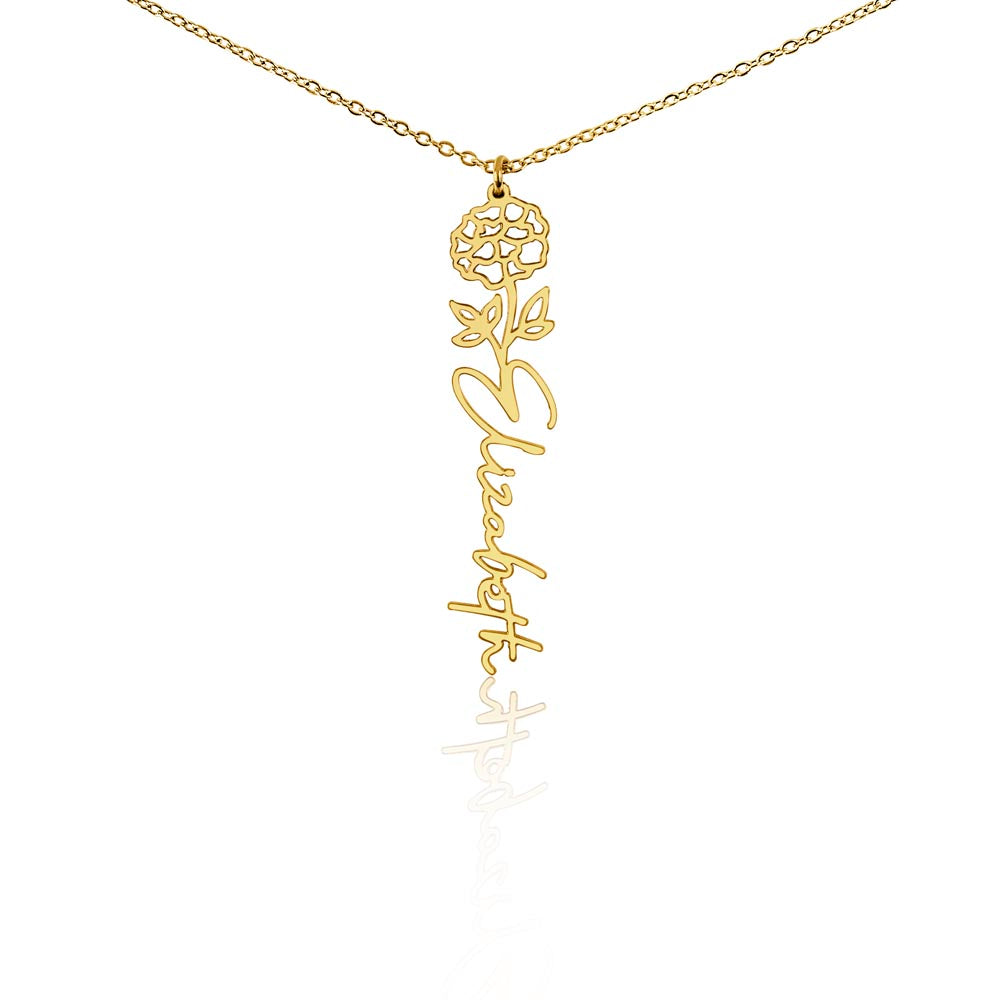 Personalized Floral Name Necklace – Custom Flower Design Jewelry Gift for Her