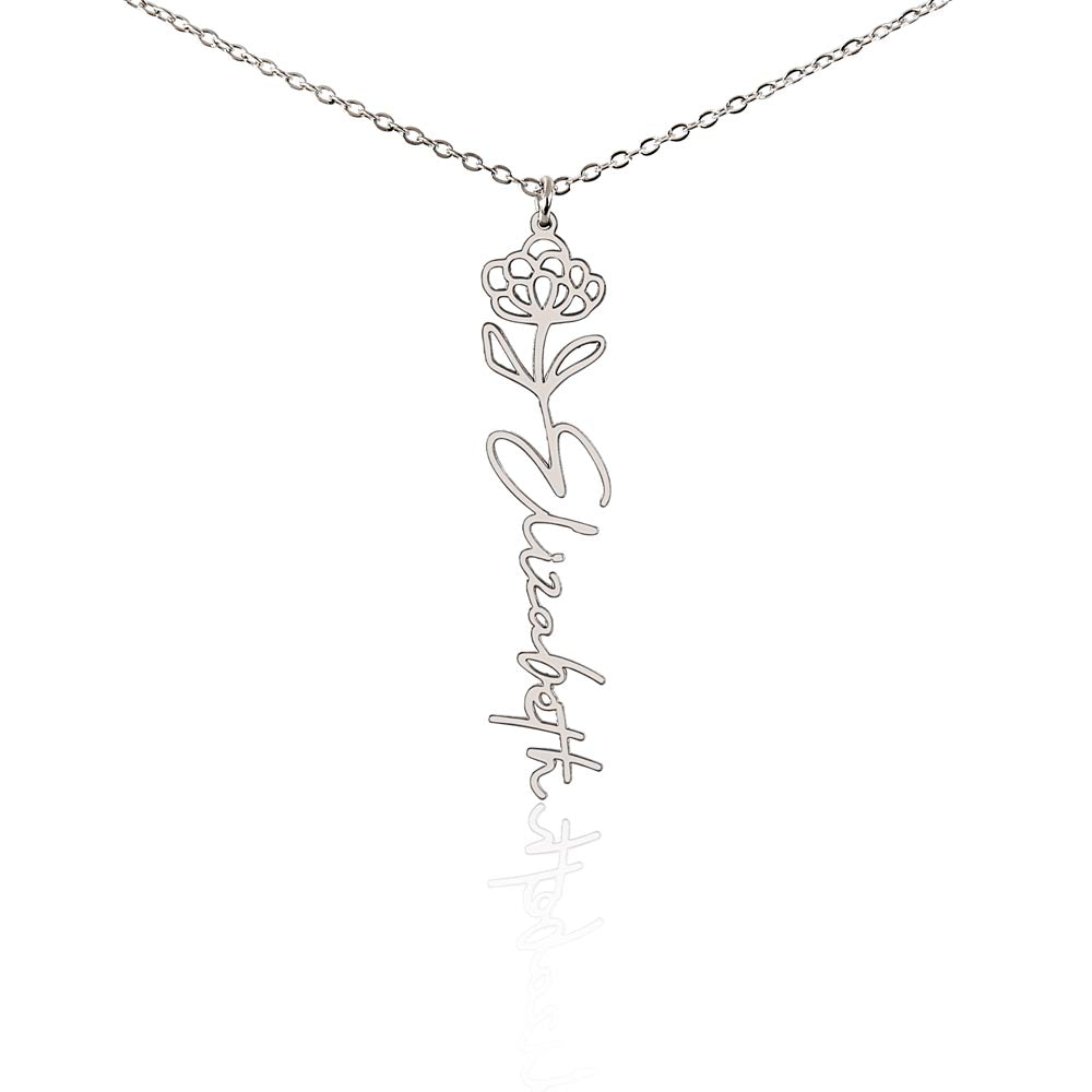 Personalized Floral Name Necklace – Custom Flower Design Jewelry Gift for Her