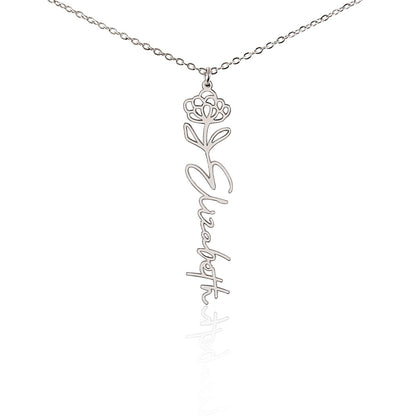 Personalized Floral Name Necklace – Custom Flower Design Jewelry Gift for Her