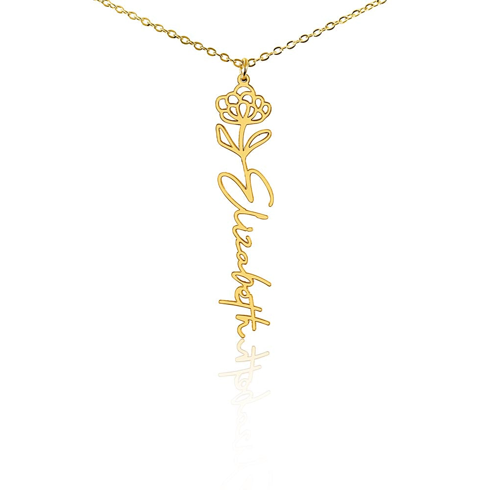 Personalized Floral Name Necklace – Custom Flower Design Jewelry Gift for Her