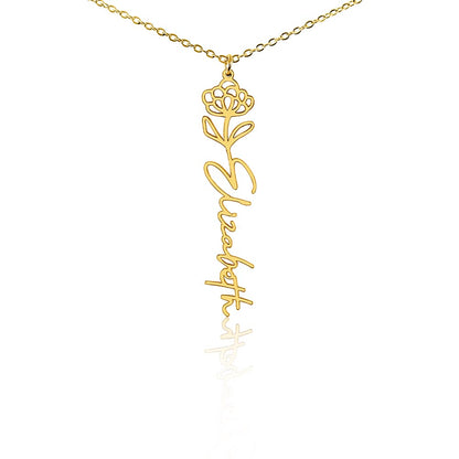 Personalized Floral Name Necklace – Custom Flower Design Jewelry Gift for Her