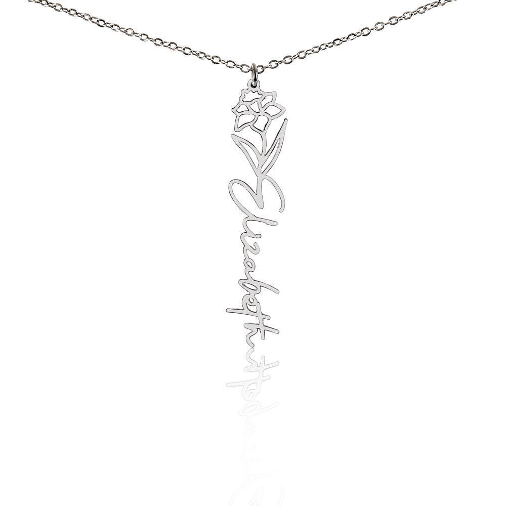 Personalized Floral Name Necklace – Custom Flower Design Jewelry Gift for Her