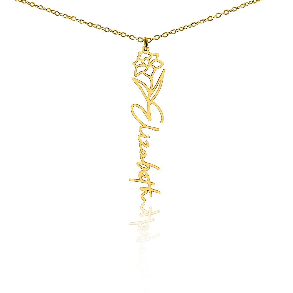 Personalized Floral Name Necklace – Custom Flower Design Jewelry Gift for Her