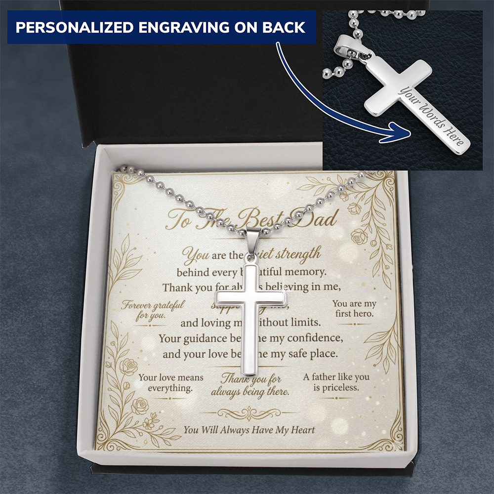 Religious cross necklace for father with ball chain