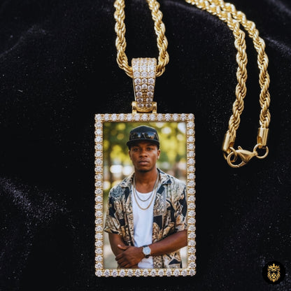 Custom engraved photo pendant necklace gift for him