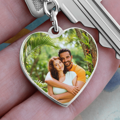 Elegant silver heart keychain for her