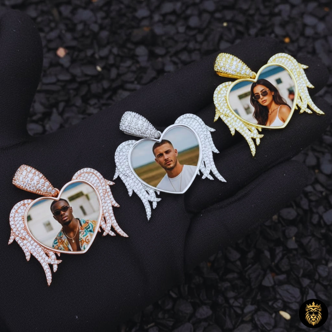 Open heart locket showing inserted personal photo
