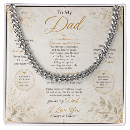 Meaningful Cuban chain necklace for father