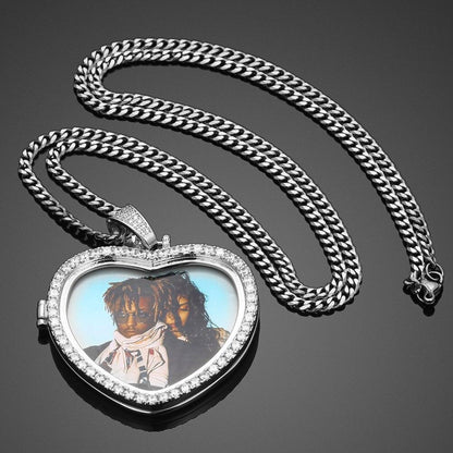 Custom Heart Photo Medallions Necklace