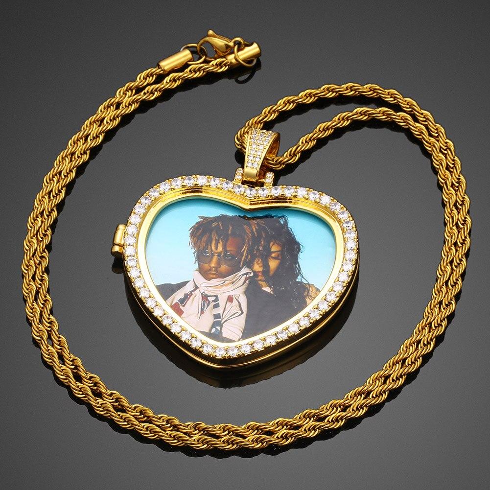 Custom Heart Photo Medallions Necklace