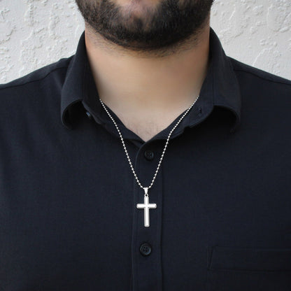 Personalized men’s cross necklace for dad