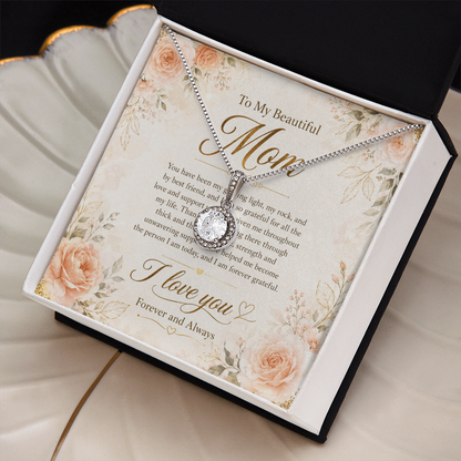Meaningful love pendant necklace for mom close-up view