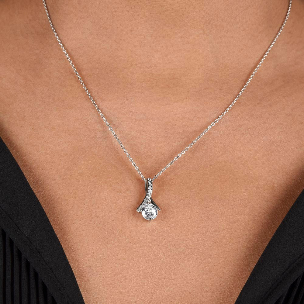Elegant necklace for mom with white gold finish