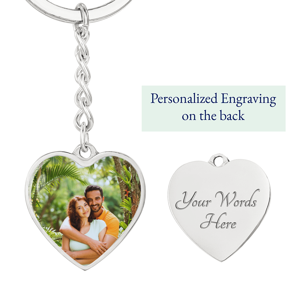 Gold heart keychain personalized for couples