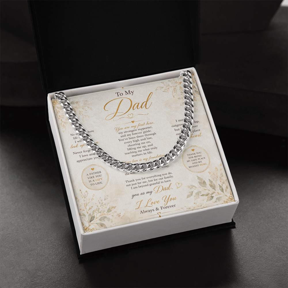 Stainless steel Cuban link necklace for Dad