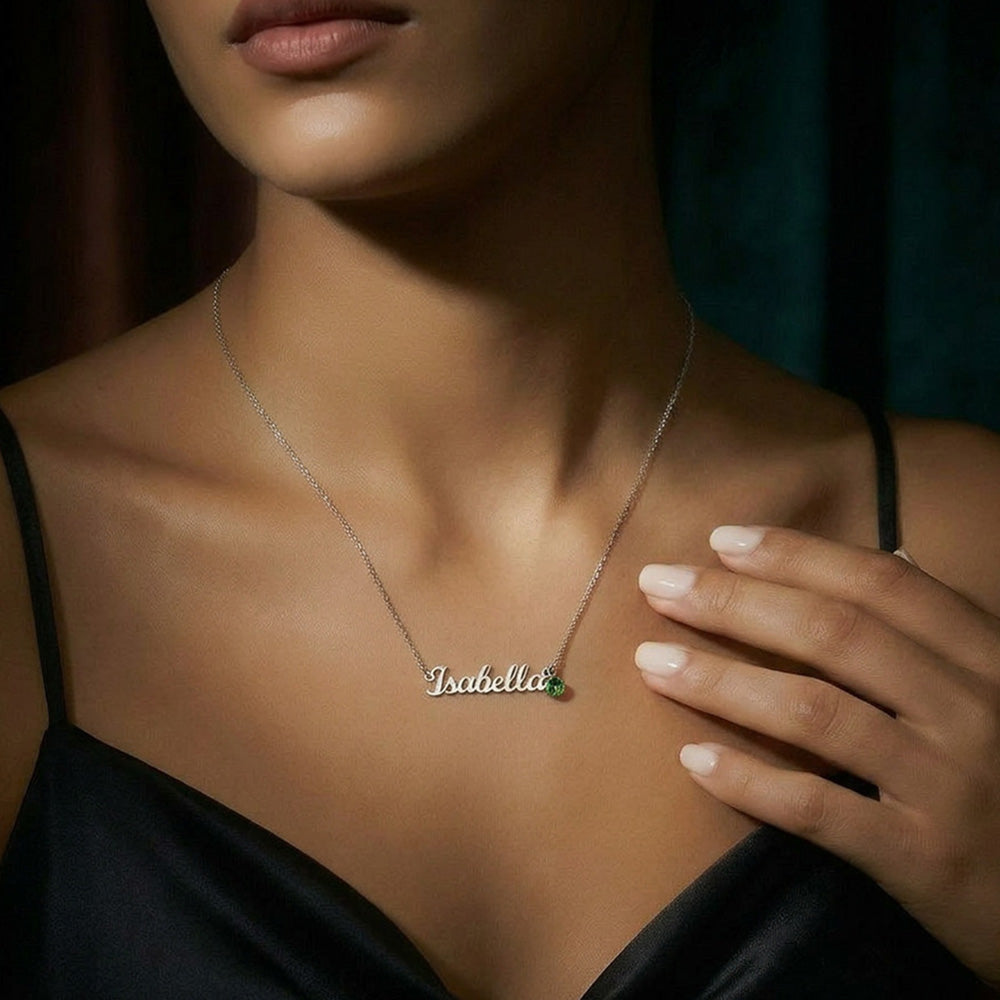 Gold custom birthstone necklace for birthdays and anniversaries