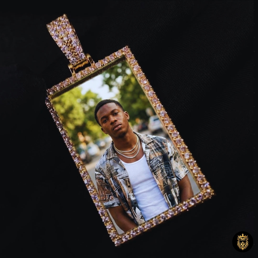 Square custom image pendant necklace with chain