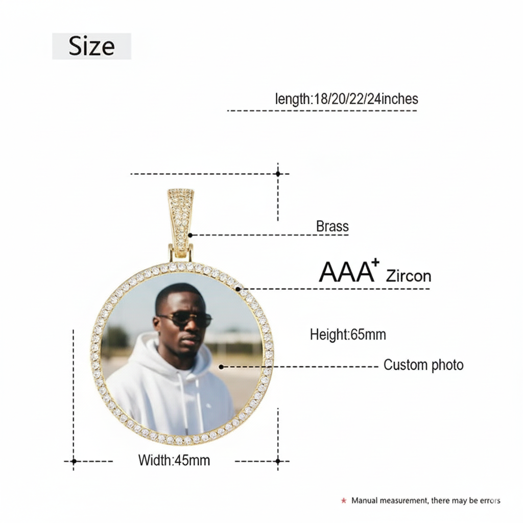 personalized iced out hip hop necklace with picture