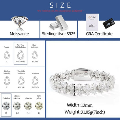 Iced out gothic cross bracelet featuring sparkling moissanite stones