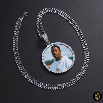 gold custom photo pendant necklace gift for him