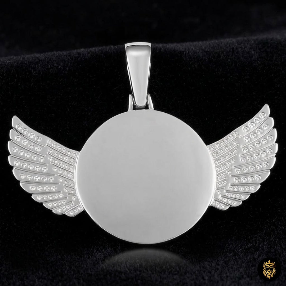 Gold wings pendant necklace with personalized picture
