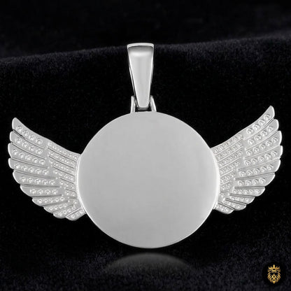 Gold wings pendant necklace with personalized picture
