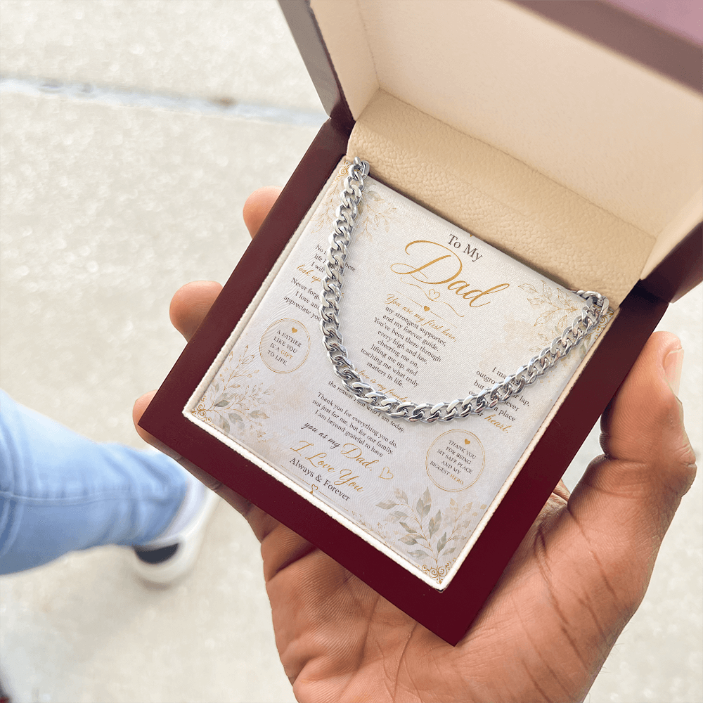 Cuban link necklace with heartfelt message