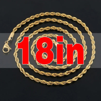 Rope Chain Cuban Chain 4mm Tennis Chain For Women Mens Hip Jewelry