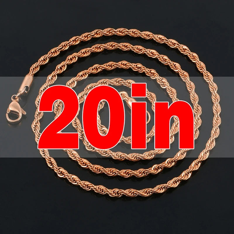 Rope Chain Cuban Chain 4mm Tennis Chain For Women Mens Hip Jewelry