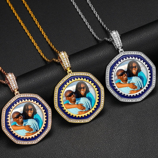2025 New Arrival Octagon Custom Made Photo Medallions Pendant Necklace
