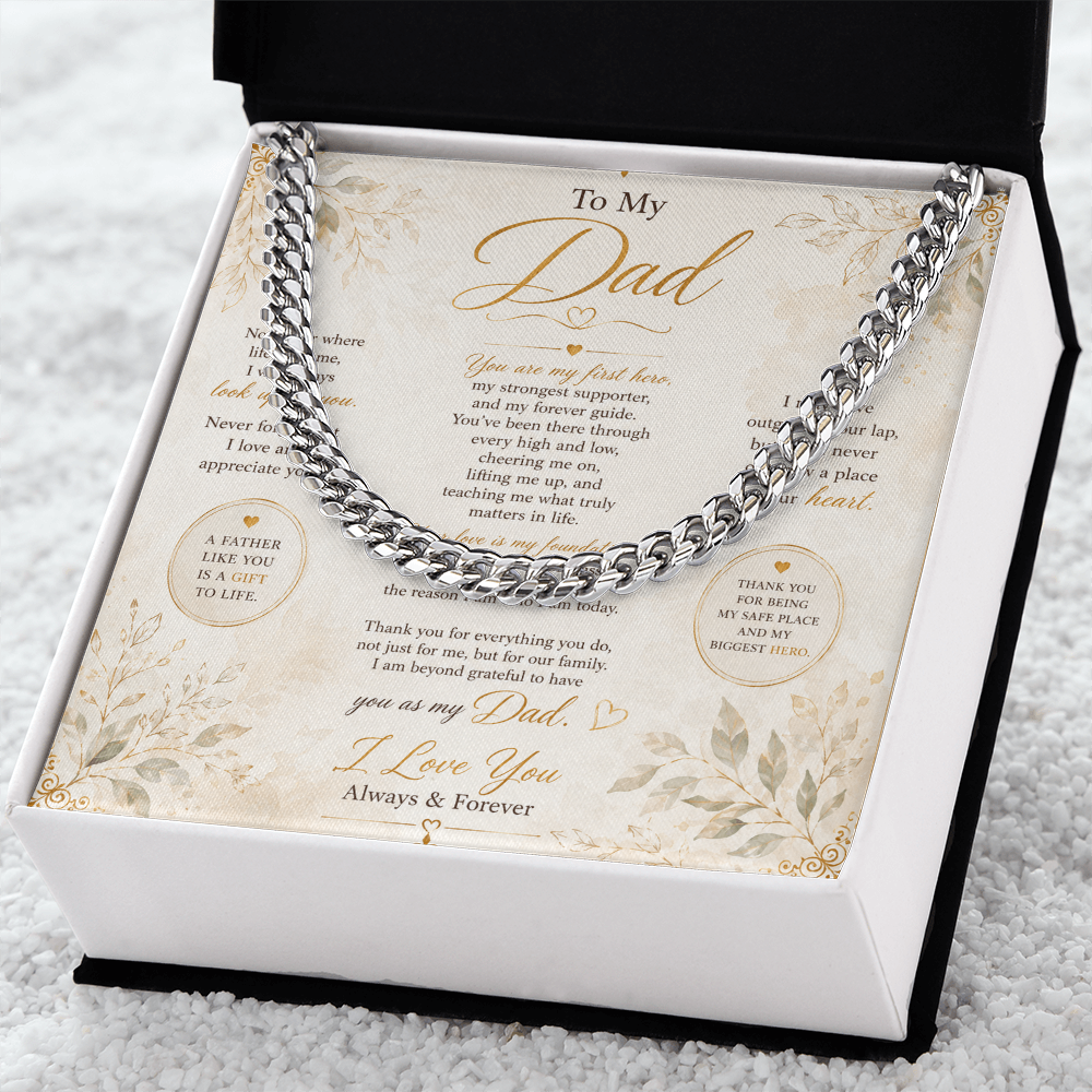 Gold Cuban chain jewelry gift for father