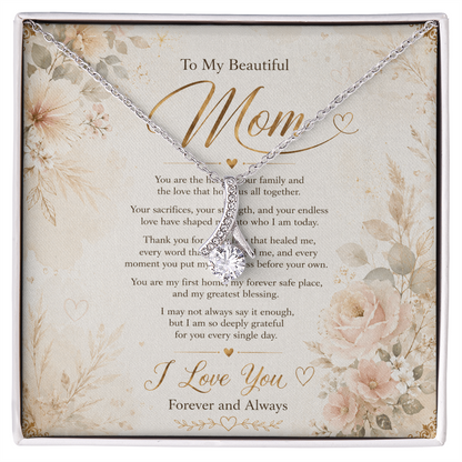 Mother’s Day necklace for mom with ribbon-shaped pendant design